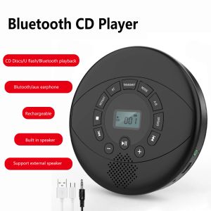مشغل مشغل CD Player Bluetooth CD Walkman مدمج في مكبرات الصوت مشغل أقراص مضغوطة قابلة لإعادة الشحن مع منفذ هاتف USB/AUX/سماعة الرأس