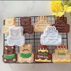 Kalıp kek şekli kurabiye kesiciler damgalar küf bebek doğum günü sevimli ayı kurabiye kalıp buzlanma bisküvi kalıp fondan kek kalıp pişirme aletleri