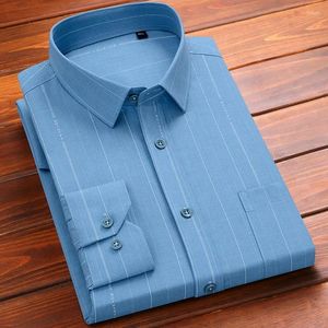 Herren lässige Hemden schwarz weiß blaues Herren Kleid für Mann Langarm Hemd klassische Solid Bambus Stoff Männliche Sozialbüro Arbeit