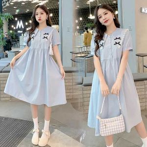 Maternity Dresses Summer pregnant women feeding dress short sleeve lapel care button post flight lotion Q240427