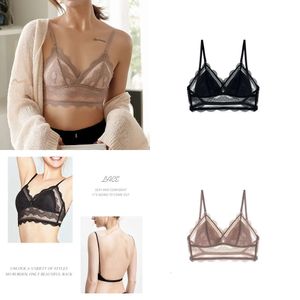 Backless Lace Women Bralette Sexig Big Back Triangle Cups Brassiere Seamless Female Underwear No Steel Summer Outfit Bra 201202