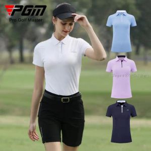 Gömlekler PGM Golf Kadınlar Kısa Tişmiş Golf Giysileri İnce Hızlı Dereceli Polo Gömlek Moda Bayanlar Yaz Nefes Alabası Spor giyim