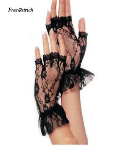 Devekuşu yumuşak eldiven bayanlar kısa siyah dantel parmaksız eldivenler net gothik süslü elbise düğüng tayt çorapları 20198412300