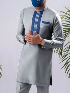 2024 Fashion Africal Mens Suits Party Prom Sirt Suit التقليدية للملابس الإثنية بدلة 240423