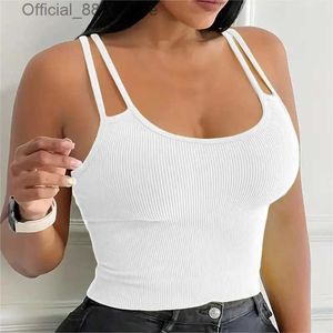 Women's Tanks Camis Sexy Rib Knit Slim Backless Tank Top Womens Summer White Sleless Crop Top Street Vintage Korean Fashion Camisole Y2k Clothes d240427