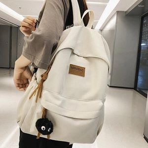 Backpack Simple Design Waterproof Solid Color Nylon Women College Style Travel Rucksack School Bags For Teenage Girl Boys