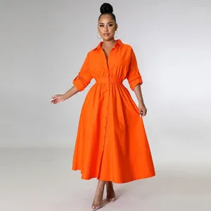 Vestidos de festa Kexu High Caist Tunic Big Swing Solid Solid Solid Maxi Dress for Women 2024 Streetwear Shirt Long