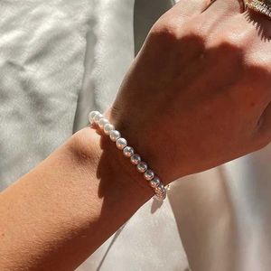 Bracciale a catena perle simulata per con perline di 4-10 mm adatto a donne Nessun regolazione richiesto con regalo di San Valentino del matrimonio di Pulseira esteso