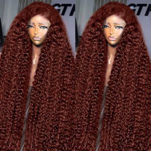 Synthetic Wigs 30 36 inch Reddish Brown 13x4 Lace Front Human Hair Wig Bone Straight Crimson 13x6 Pre picked HD Q240427