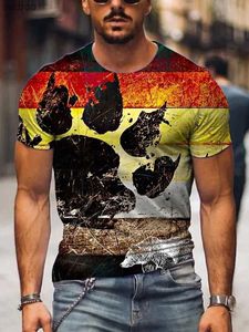 Herr t-shirts 2023 Summer Mens Printed Casual Crew Neck Kort ärm T-shirt Mens Bear Pride Paw Print Casual T-shirt 3D Tryckt T Shirtxwww