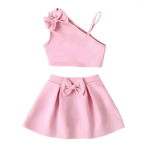 Kleidung Sets Kinder Kleinkind Baby Girls Frühling Sommer Schlinge Schulter Hosenträger Top Biege Biege Röcke Outfits Kleidung Kranker Set