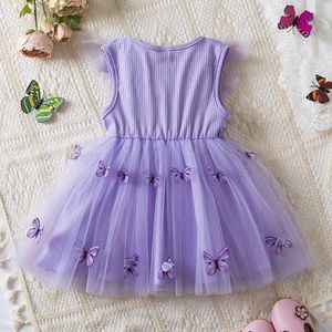 Flickans klänningar sommarflickor barnklänning 2024 Nya flickor spetsar tutu fjäril blommig klänning barns avslappnade modekläder vestidos 1-5 år
