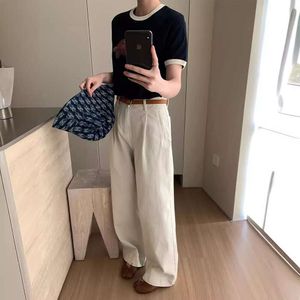 Casual Versatile Loose Wide Leg Jeans for Women 2024 Spring New High Waist Blue Pants