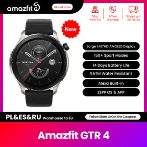 Смотреть новые Amabfit Gtr 4 Gtr4 SmartWatch 150 Sports режимы Bluetooth телефонные звонки Smart Watch с Alexa встроенным 14 -дневным сроком службы батареи