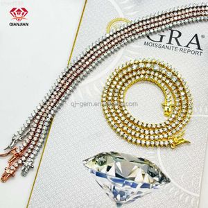 3 mm 4 mm 5 mm s925 argento 14k 18k oro oro la catena di collana di tennis moissanite