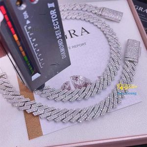 necklaces moissanite hip hop necklace jewelry 925 Silver 10MM 12MM 13MM iced cuban necklace ring moissanite chain Free Shipping