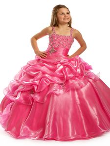 Perfect Angels 1417 Pink Little Girls Pageant Dresssings Sequints Flower Girl Dress Ball Gown Детские детские детские фестивальные платья5370440