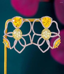 Stud Earrings KellyBola Brand Korean Trendy Tashion High Quality Yellow Gem Flower Zirconia Women Daily Party Jewelry2036680