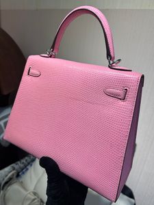 Personalize Bolsa de couro de lagarto real feita à mão com a mais alta qualidade Design de qualidade Design Saco feminino Couro original Linha de cera francesa