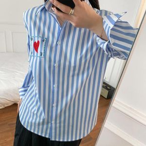 Blouses feminina Aich espelhar letra de amor bordado Mulheres camisa de verão Botão de manga cheia BOTON FEMAN CASUAL CLÁSSICA Vintage Lady Blouse 2024