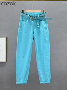Kvinnors jeans avslappnad för kvinnor 2024 Autumn kläder mode hög midja lös och bantning pappa harem byxor eleganta byxor