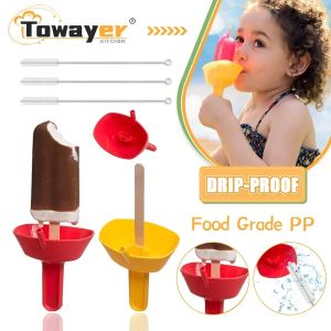 أدوات جديدة Dripproff Popsicle Rack حامل الجليد مجانًا لا فوضى مجانية معالجات رف المصاصة مع القش للأطفال الآيس كريم