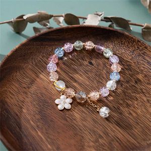 Pulseira pingente de flor de cristal coreano de cor coreana para mulheres bohemian sakura festas de casamento jóias1