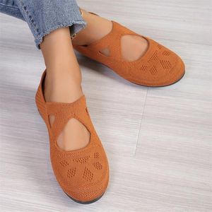 Sıradan ayakkabılar kadın örgü hafif nefes alabilen slip-on loafers sandalet yaz düz renkli daireler rahat iş