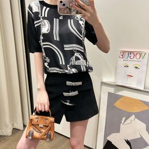 2024 Women's Clothing High quality printed knitted T-shirt Spring Summer New 425