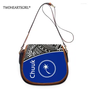 Axelväskor chuuk tribal polynesiska mönster 2024 vintage mode rent läder handväska fickficka messenger bolsa