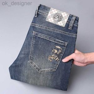 Men's Jeans designer New Jeans for Men's Light Luxury Thick Elastic Feet Slim Fit Youth Jeans for Men
