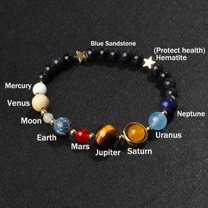 Beaded Universe Galaxy Eight Planets Armband Guardians of the Solar System Natural Stone Beads Womens Fashion Par Smycken
