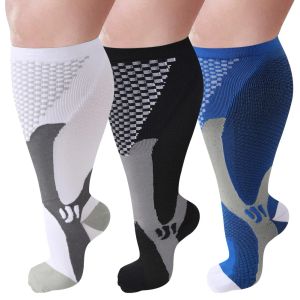 Socks 3/1 Pair Compression Socks Plus Size Women Men Sports Running Extra Size Fat Socks for Sports Fitness Weight Loss 2XL7XL
