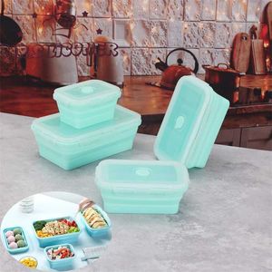 Caixas Bento Silicone Lunch calcable Box 4 Size portátil usado para contêineres de tabela de tabela de alimentos caixas de tigelas Q240427