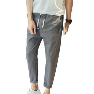 Men's Pants Summer pants for mens Korean trend loose casual pants for mens small feet 9-point ultra-thin linen mens street clothing size M-4XLL2403