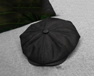 Каскет четыре сезона хлопок и льняные черные Mensem39s Hatboy Hat мужчина Beret Men and Women Retro Angland Cisor Big Head Cap BLM9314404