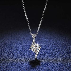 Pendant S925 Sier Mosang Diamond Netclace Womens Siver Lightning Sier Stair instagram Live