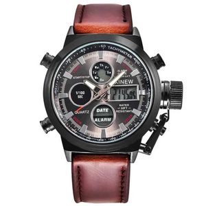 Wristwatches Brand Chronograph Business For Men Fashion Leather Band Alarm Stop Multi-function ment Electronic Clock Black Q240426