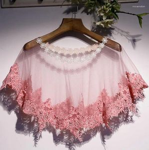 Шарфы Женская Весенняя летняя вышивка цветочной вышивки розовая сетка