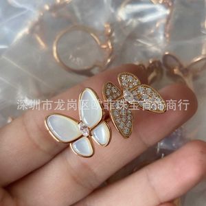 Brand Jewelry Original V-Gold Butterfly White Fritillaria Open Ring com capacidade e estilo