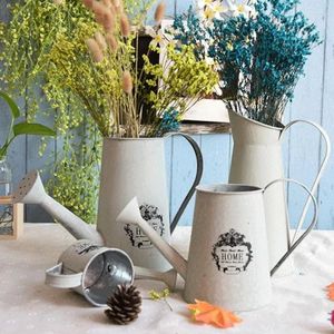 Vases Vintage Tin Bucket Wrought Iron Flowers Buckets Dried Flower Vase Pot Arrangement