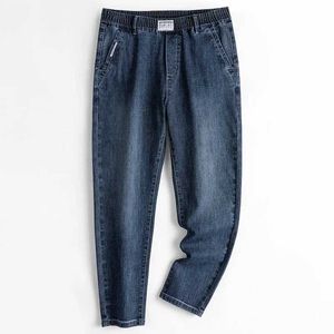 Men's Jeans 2023 Spring/Summer New Mens Elastic Waist Loose Black Wash Casual Pants Q240427