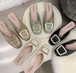 Slipper Comem Square Toe Mules Low Heel Ladies bequeme Sandalen Mode lässig weibliche Slipper flach 2024 Frauen Sommer elegant