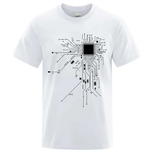 Camisetas de camisetas masculinas CPU PROCESSOR DIAGRAMA DO CIRCURTO DO CORCURTO T-shirt Mens Camiseta de algodão de algodão Camiseta engraçada de camisa de moda