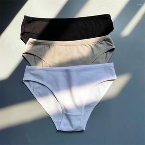 Women's Panties 3pcs Soft Cotton Underwear Women Bikini Briefs Pack Ladies Sexy Solid Color Female Comfortable Stretch Lingerie