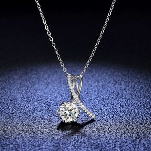 Sterling Sier S925 Pendant 1 Coissanite Collana Sier Pendant Womens Fashion Cross Cross Jewelry