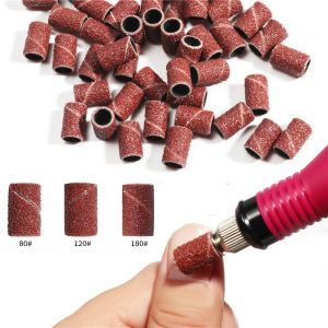 Bit 50pcs Bande di sabbia per nail art elettriche un chiodo UV per trapano per trapano unghie #80 #120 #180 Strumento di manicure del cerchio di sabbia