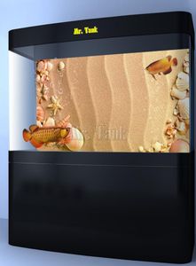 Anpassad akvarium Bakgrundsaffisch med Selfadhesive Shell Beach dubbelsidig PVC Ocean Fish Tank Wall Decor Landscape6462804