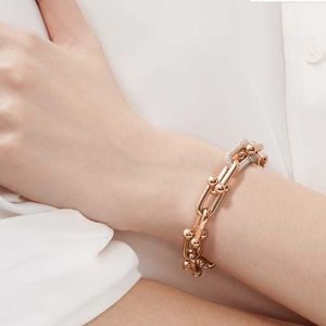 Hot Picking TFF Series Double Chain Link Sterling Silver Bracelet Kendou Same Style Top Floor Horseshoe Buckle Thick Ring to U-shaped