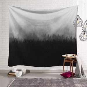 Arazzi Black Grey Grey Cool Color Series Arazzo Foresta Sfondo Foresta Vita soggiorno Personalità Decorazione Decorativa A Tassazione